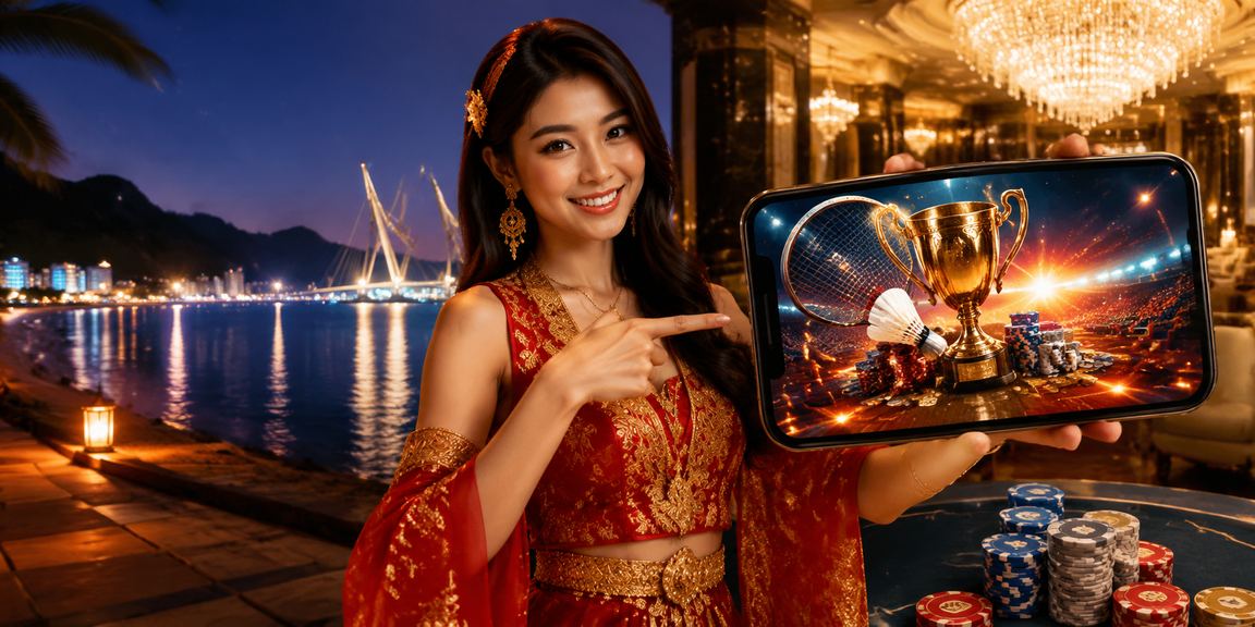 A Malaysian female player enjoying mobile live casino in Langkawi with a professional dealer